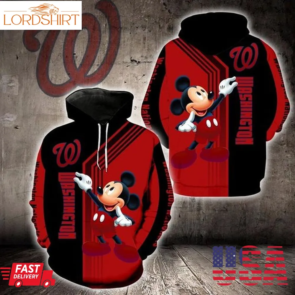 Washington Nationals Mickey Mouse 3D Hoodie