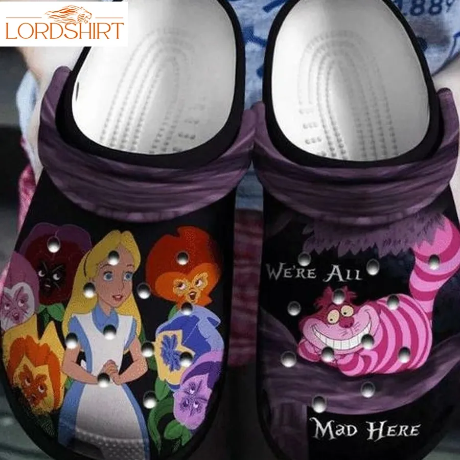 WeRe All Mad Here Custom Name Gift For Lover Rubber Crocs Crocband Clogs