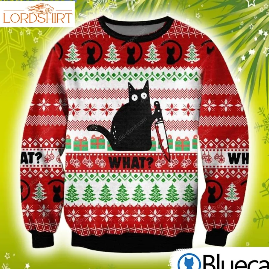 What Black Cat Knitting Pattern 3D Christmas Knitting Pattern Ugly Sweater Sweatshirt