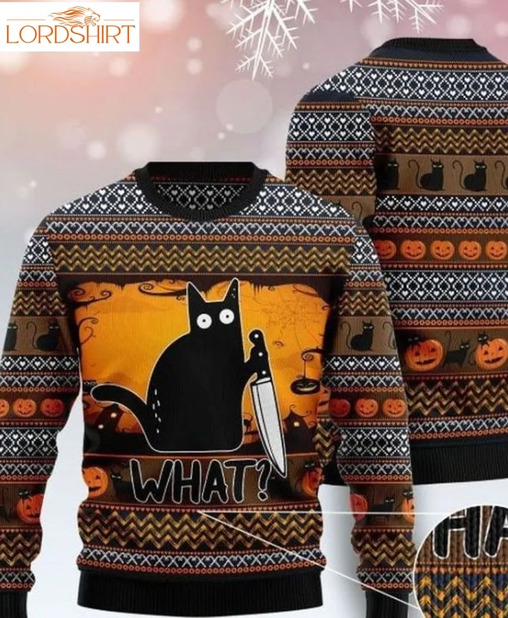 What Chimney Black Cat Ugly Christmas Christmas Occasion Sweater