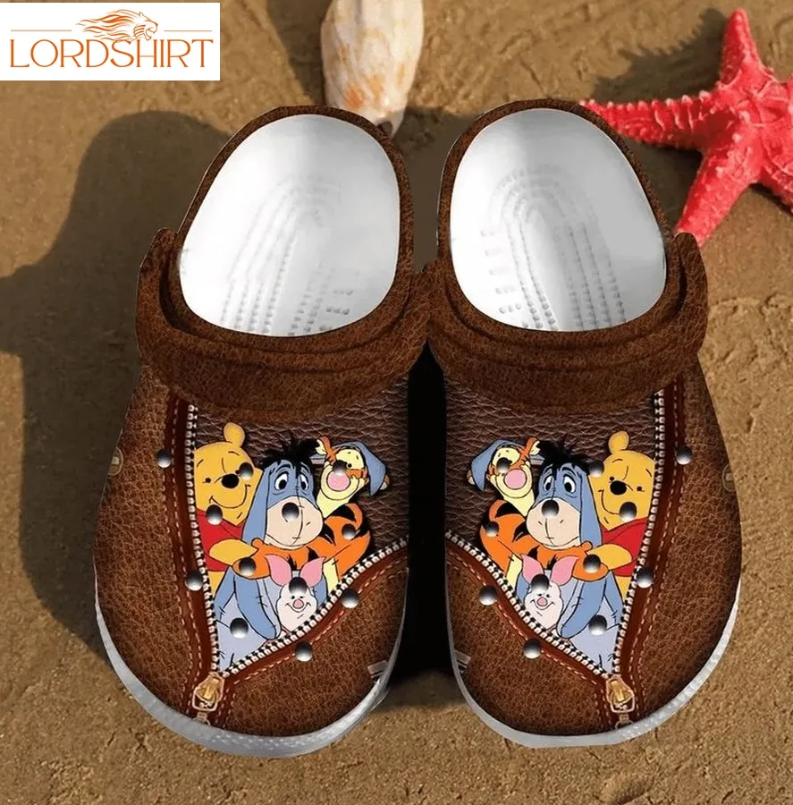 Winnie The Pooh Leatherette Brown Crocs Crocband Clog Comfortable Water Shoes