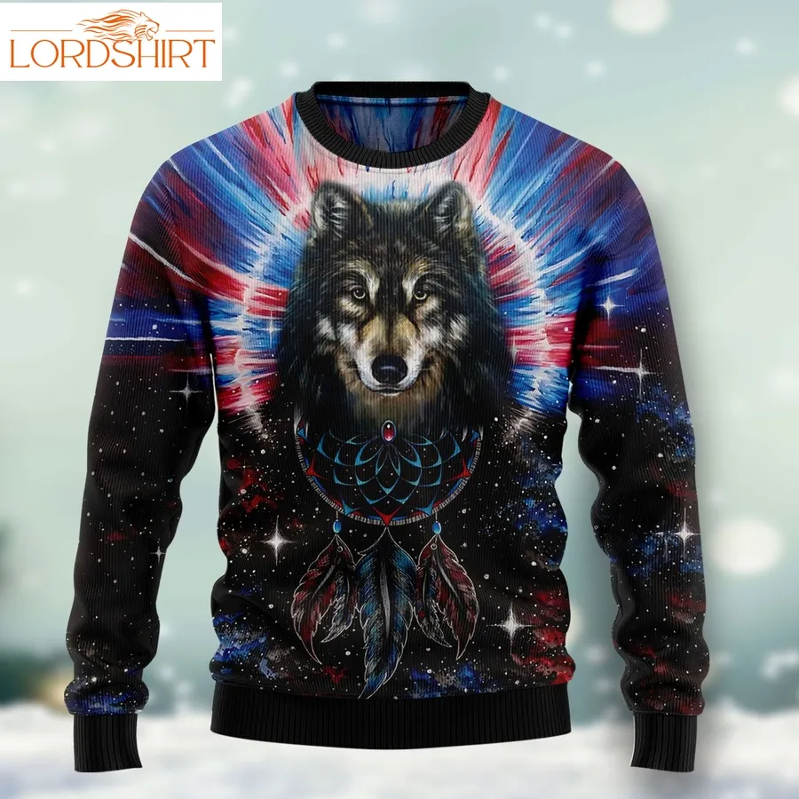 Wolf Dream Catcher Ht261105 Unisex Womens And Mens, Couples Matching, Friends, Funny Family Ugly Christmas Holiday Sweater Gifts 