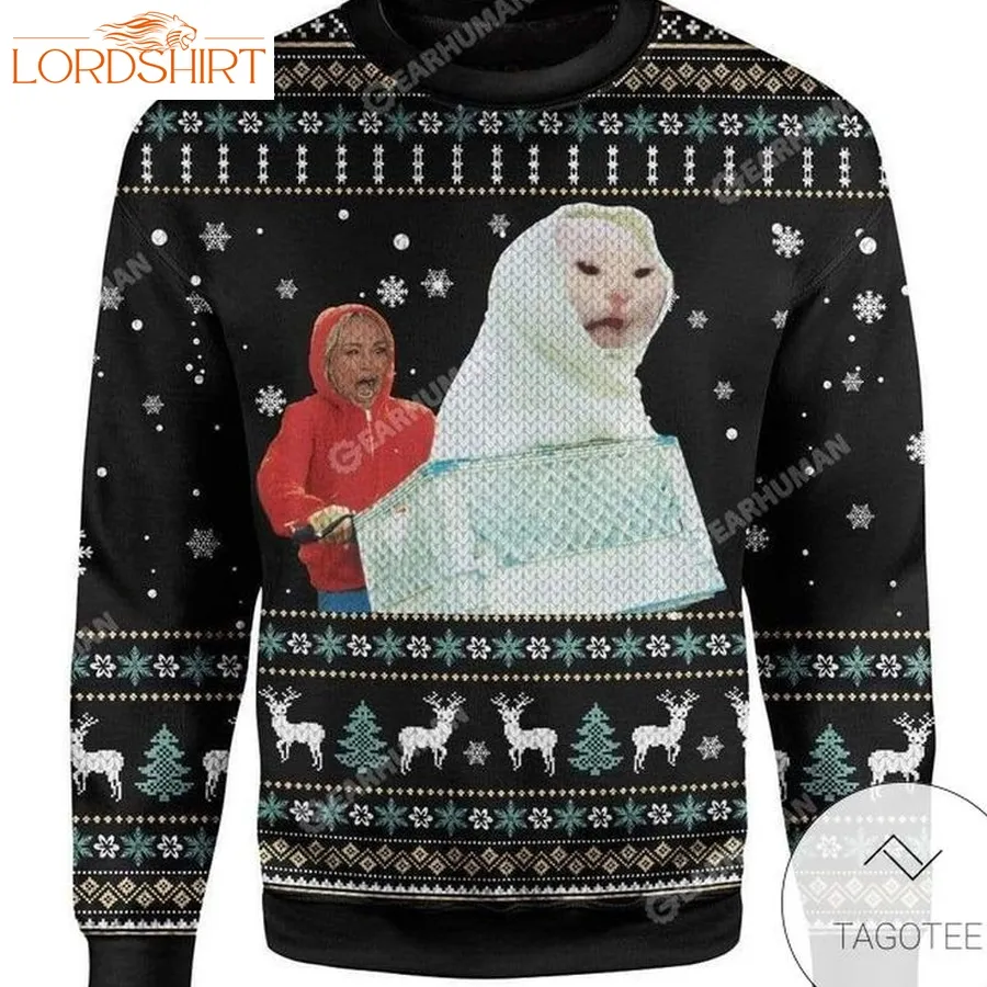 Woman Yelling At A Cat Ugly Sweater