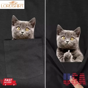 Funny Cat T Shirt Side Pocket Hidden Middle Finger Signed Funny Cat