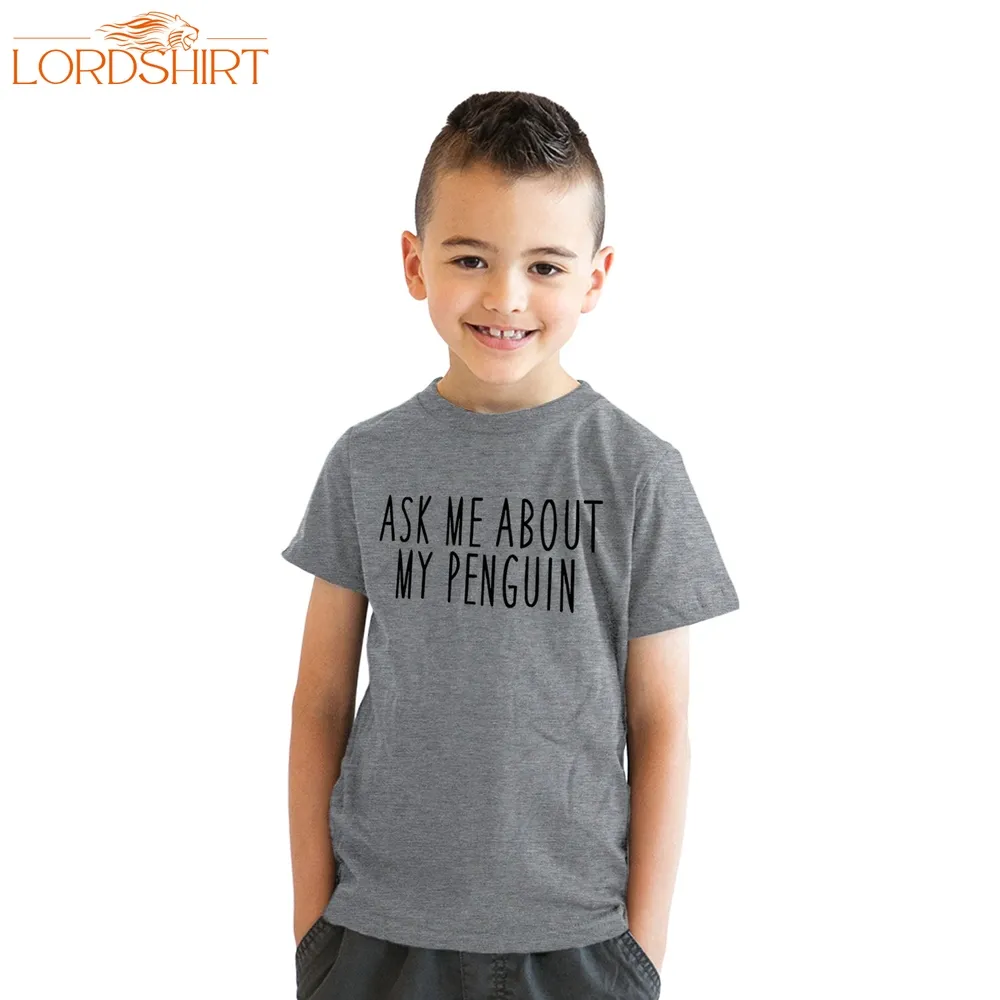 Youth Ask Me About My Penguin Tshirt Funny Flip Up Tee For Kids