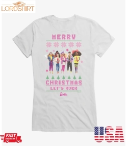 Barbie Merry Christmas Let's Rock Ugly Christmas Pattern Girls T Shirt