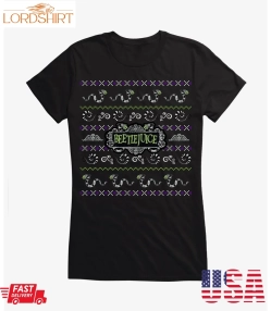 Beetlejuice Ugly Christmas Sweater Pattern Girls T Shirt