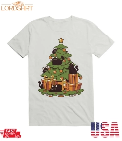 Black Cats On Christmas Tree T Shirt