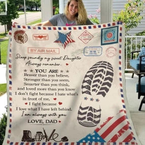 Blanket Dad To Daughter Veteran Sleep Soundly To My Daughter Blanket, Meaningful Gifts For Daughter From Dad