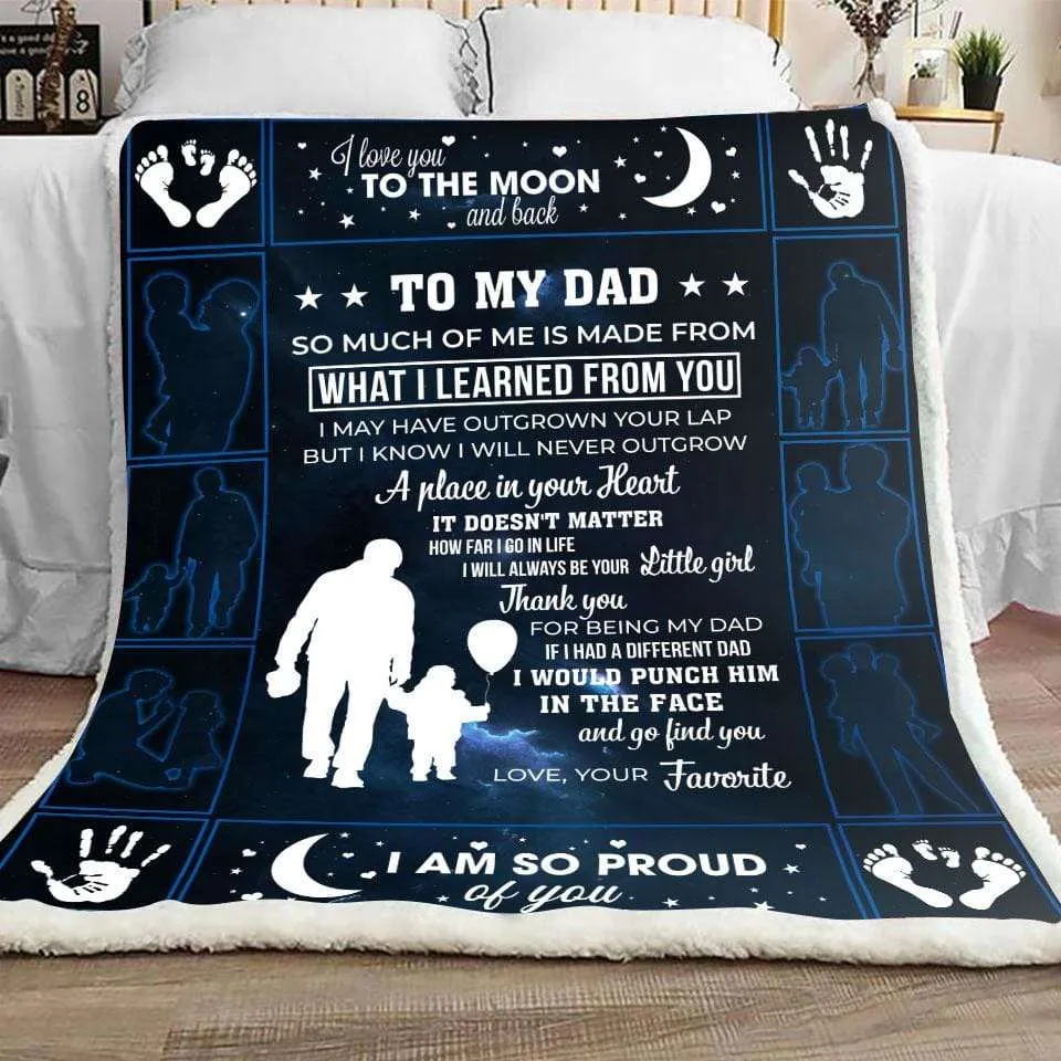 Blanket Daughter To Dad   Father's Day Blanket To Dad From Daughter I Love You To Mon And Back