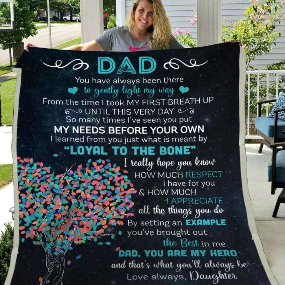 Blanket Daughter To Dad   Tree Heart Art You Are My Hero And That's What You'll Always Be   Father's Day Gift Blanket