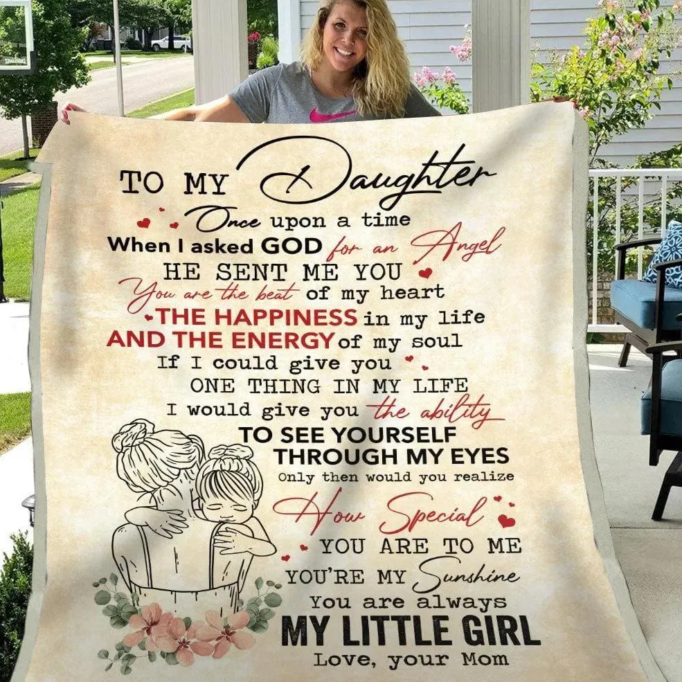 Blanket Gift For Daughter From Mom When I Asked God For An Angel, Inspirational Gifts For Daughter From Dad