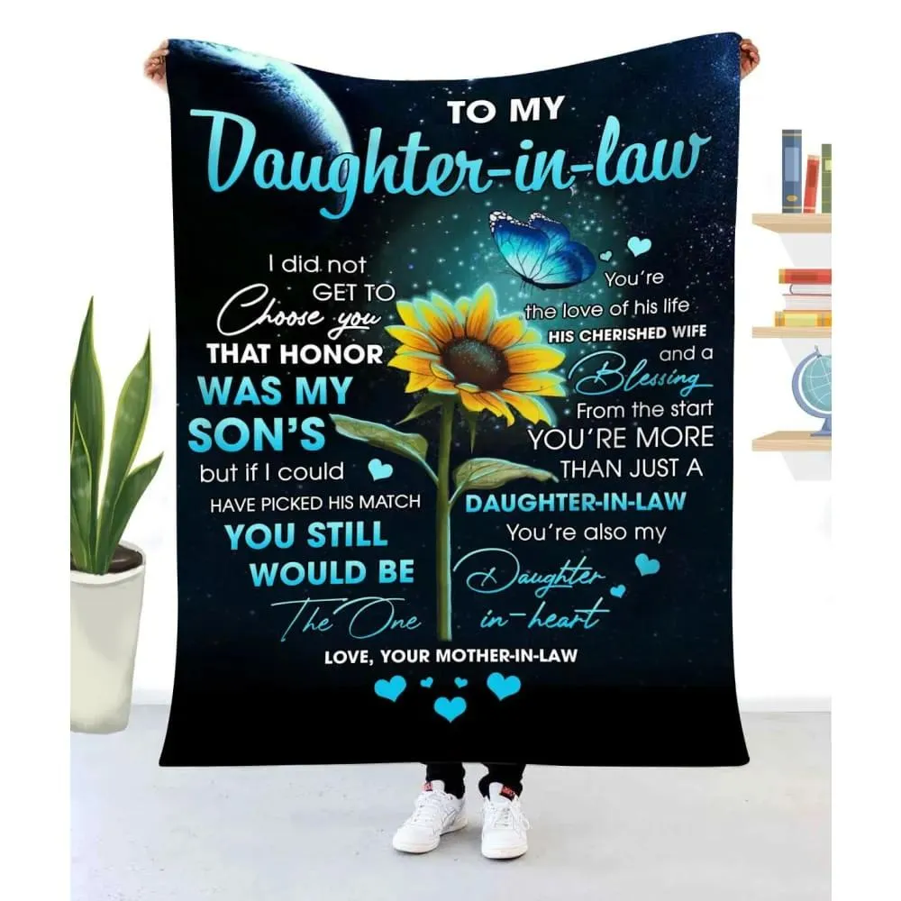 Blanket Gift For Daughter In Law Sunflower Butterfly Art, Inspirational Gifts For Daughter From Parent