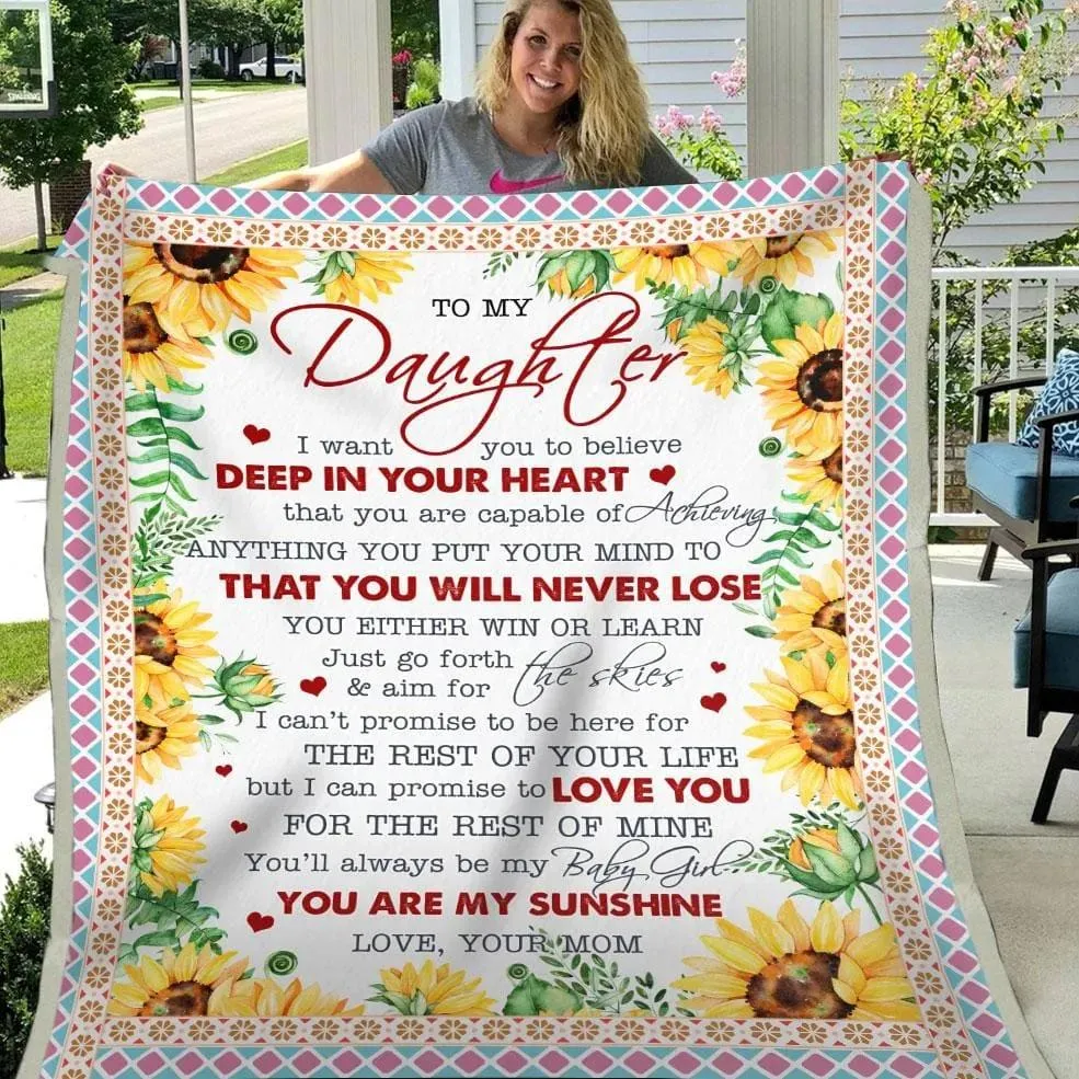 Blanket Mom To Daughter Birthdays Gift Blanket Sunflower Sunshine To My Daughter Blanket From Mom