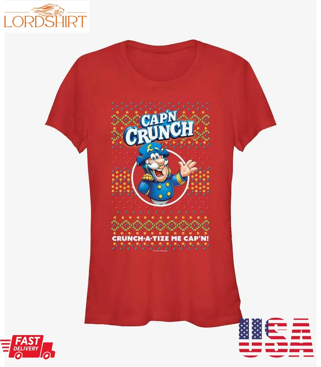 Capn Crunch Ugly Christmas Sweater Pattern Girls T Shirt