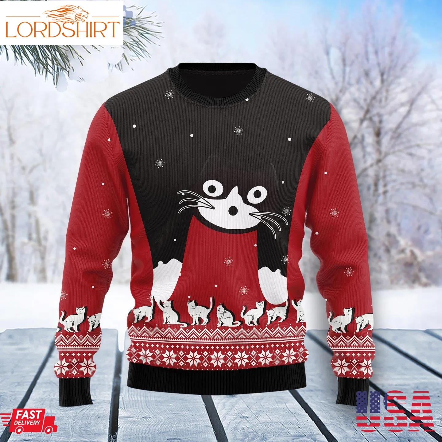 Cat Awesome Cat Lover All Over Print Ugly Christmas Sweater