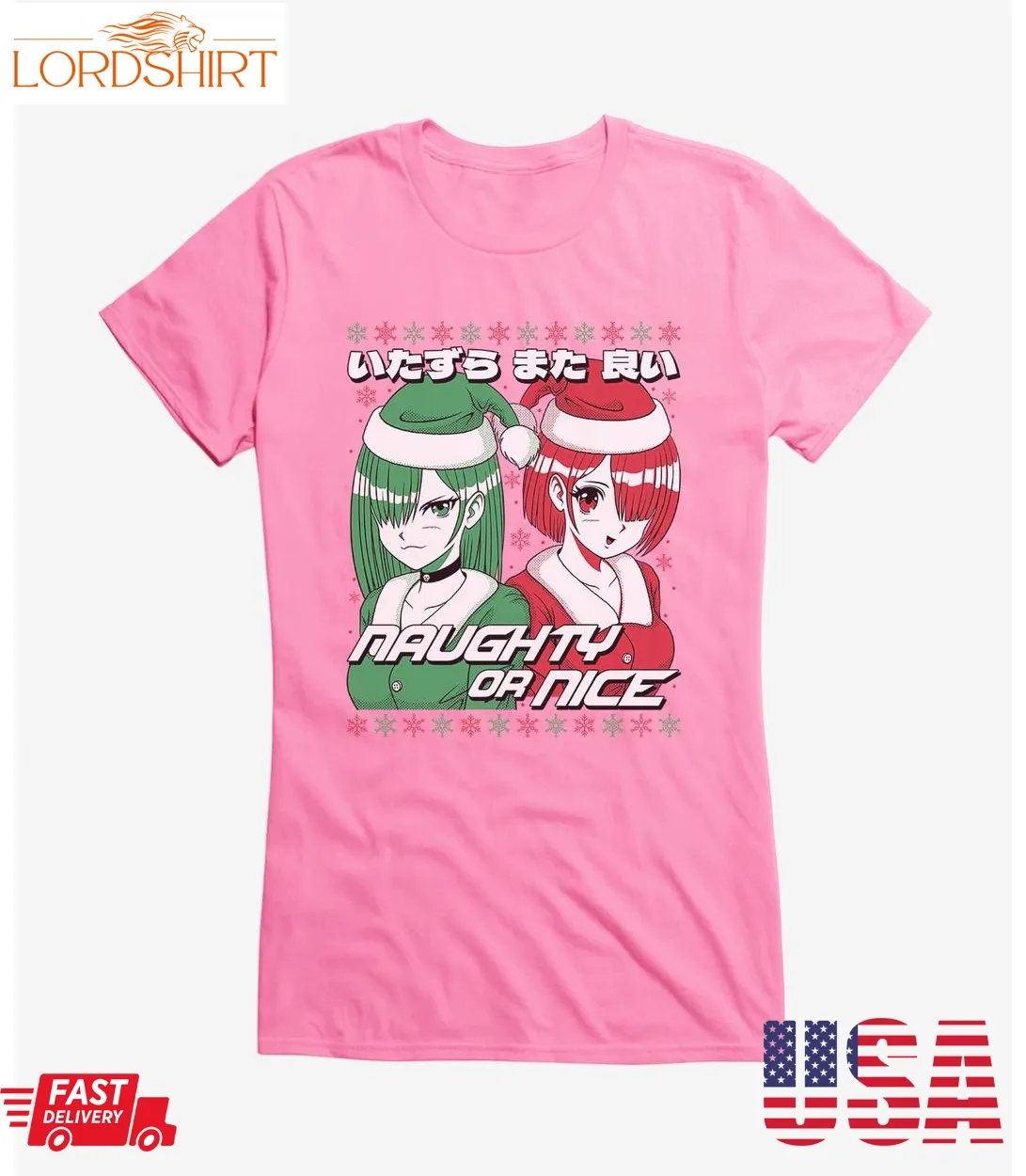 Christmas Anime Naughty Or Nice Girls T Shirt