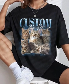 Custom Pet 90'S Tee, Comfort Colors Pet Photo, Retro Cat Bootleg 2