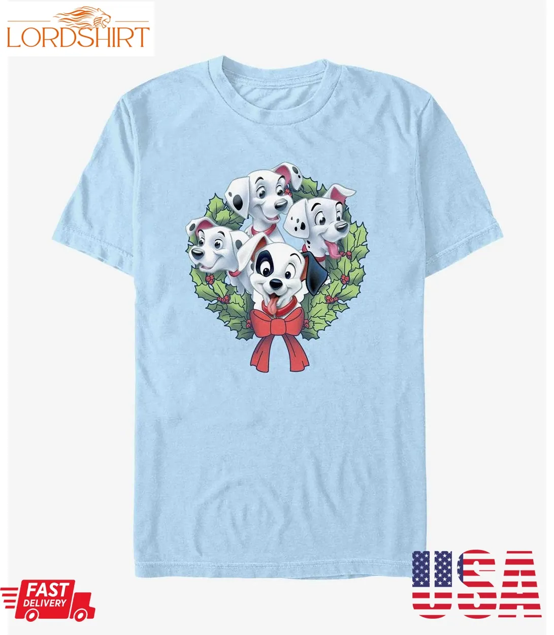 Disney 101 Dalmatians Puppy Christmas Wreath T Shirt