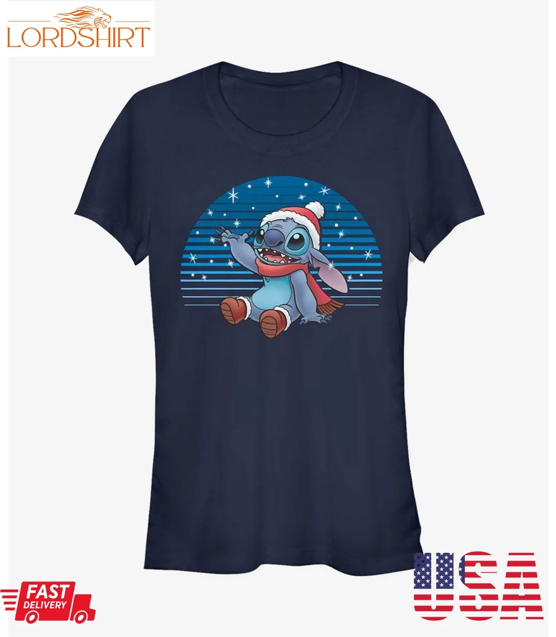 Disney Lilo And Stitch Christmas Snowing Stitch Girls T Shirt