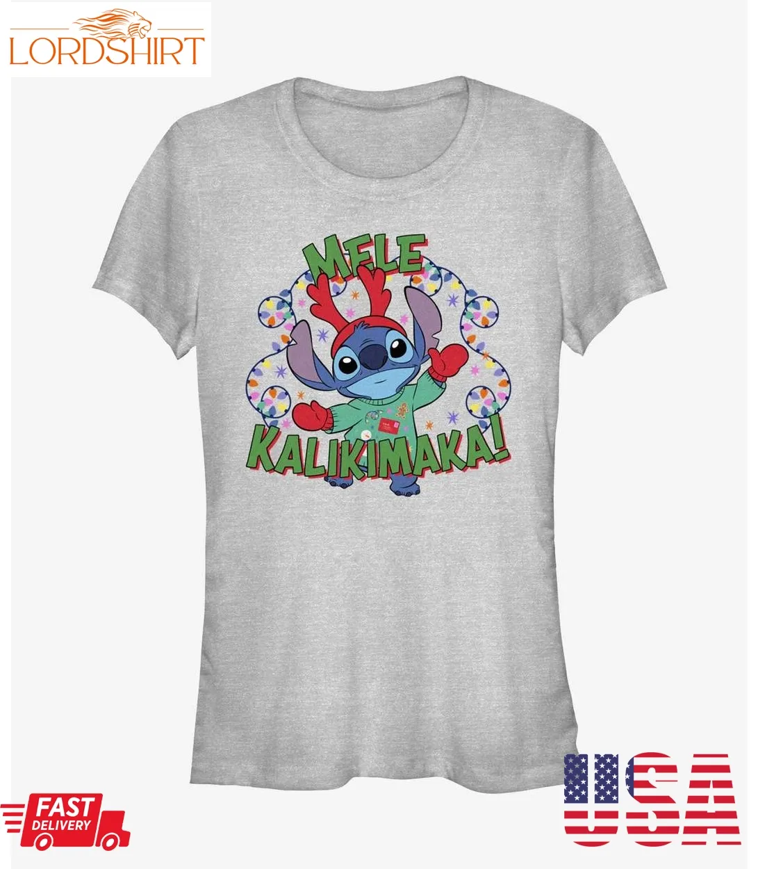 Disney Lilo And Stitch Mele Kalikimaka Merry Christmas In Hawaiian Girls T Shirt