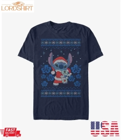 Disney Lilo And Stitch Santa Stitch And Scrump Ugly Christmas Extra Soft T Shirt