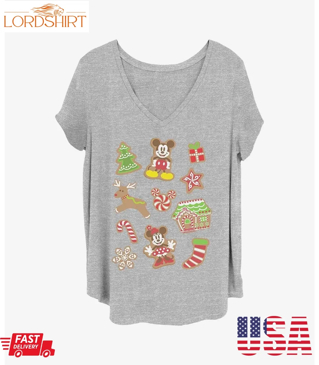 Disney Mickey Mouse Christmas Cookies Girls T Shirt Plus Size