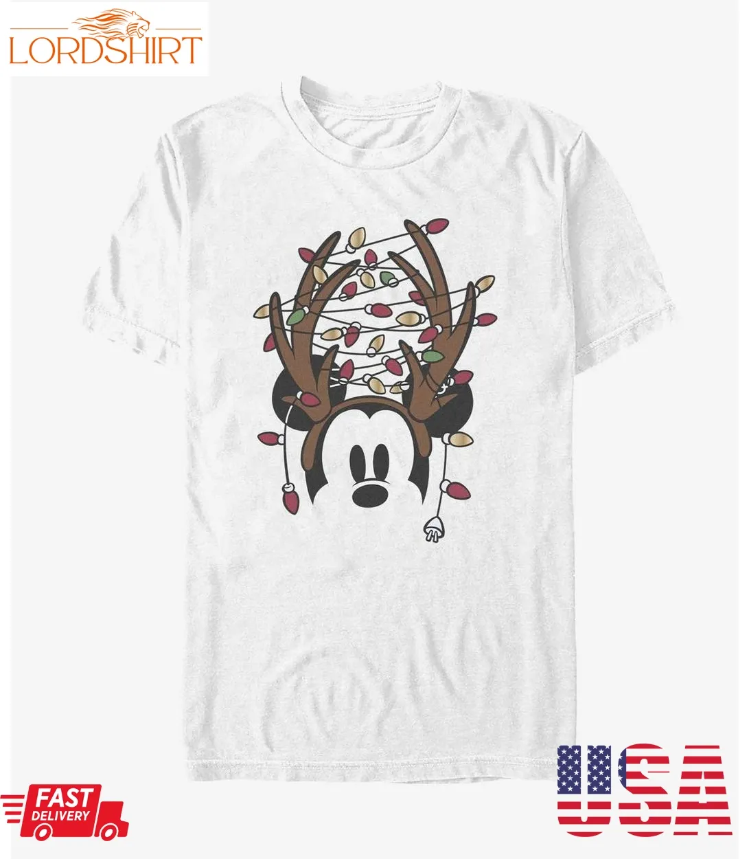 Disney Mickey Mouse Christmas Light Antlers T Shirt