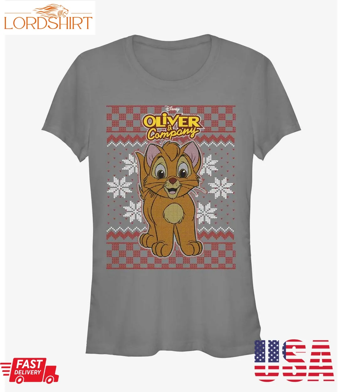 Disney Oliver And Company Oliver Ugly Christmas Girls T Shirt