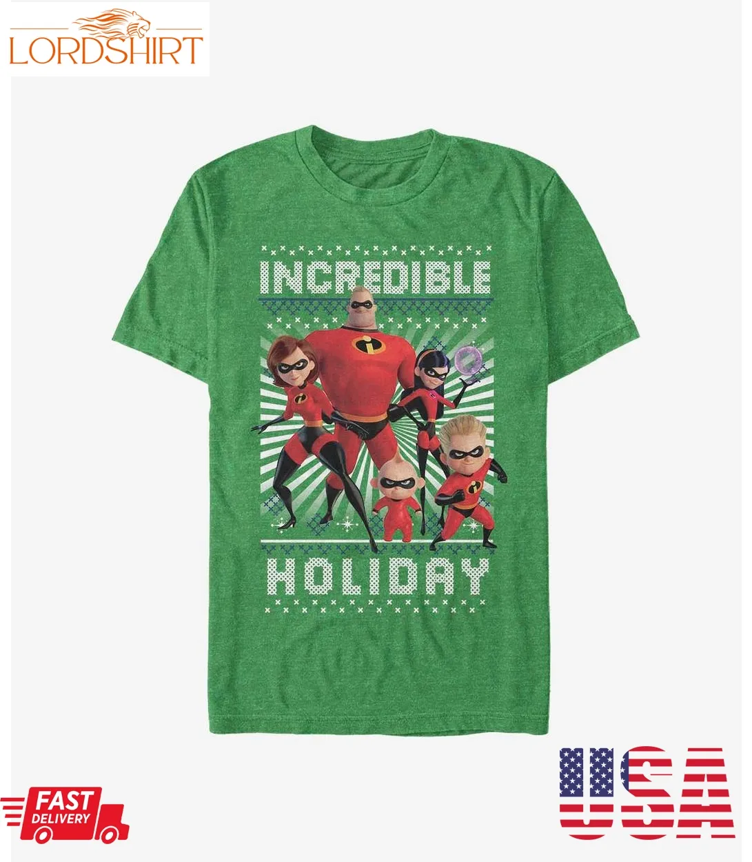 Disney Pixar The Incredibles Christmas Pattern T Shirt