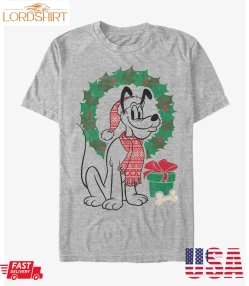 Disney Pluto Holiday Christmas Wreath Pluto T Shirt