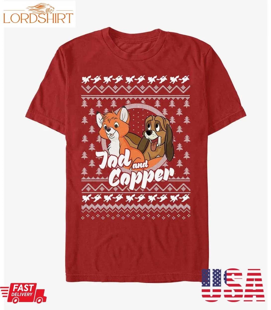 Disney The Fox And The Hound Tod And Copper Ugly Christmas T Shirt