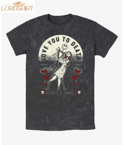 Disney The Nightmare Before Christmas Jack And Sally Love You To Death Mineral Wash T Shirt