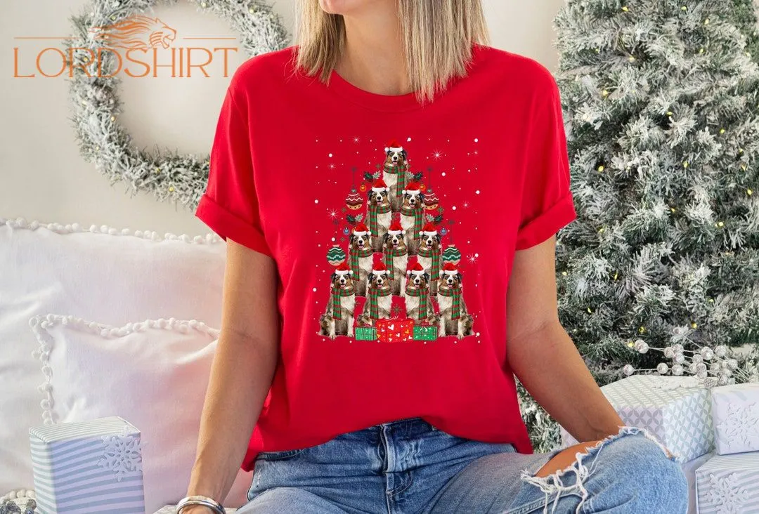 Australian Shepherd Christmas Dog Themed Women's Tshirt