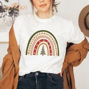 Autumn Tshirt Christmas Rainbow Winter Rainbow Shirt Boho