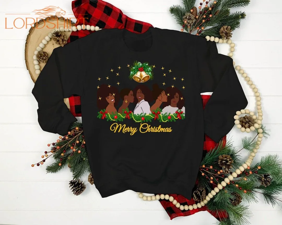 Black Santa Mrs. Christmas Shirt Merry Christmas Santa Black