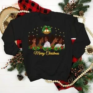 Black Santa Mrs. Christmas Shirt Merry Christmas Santa Black