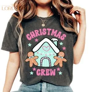 Christmas Crew T Shirts Gingerbreadman Candy House Top High