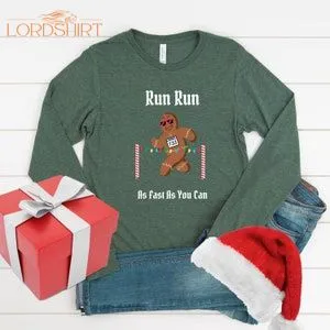 Christmas Gift For Runner Running X-mas Long Sleeve Tee