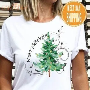 Christmas Shirts Merry And Bright Shirt Christmas Tree