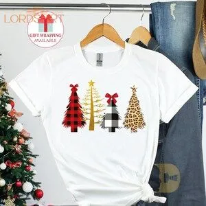 Christmas Tree Tshirts For Women Men Ladies Christmas Leopard