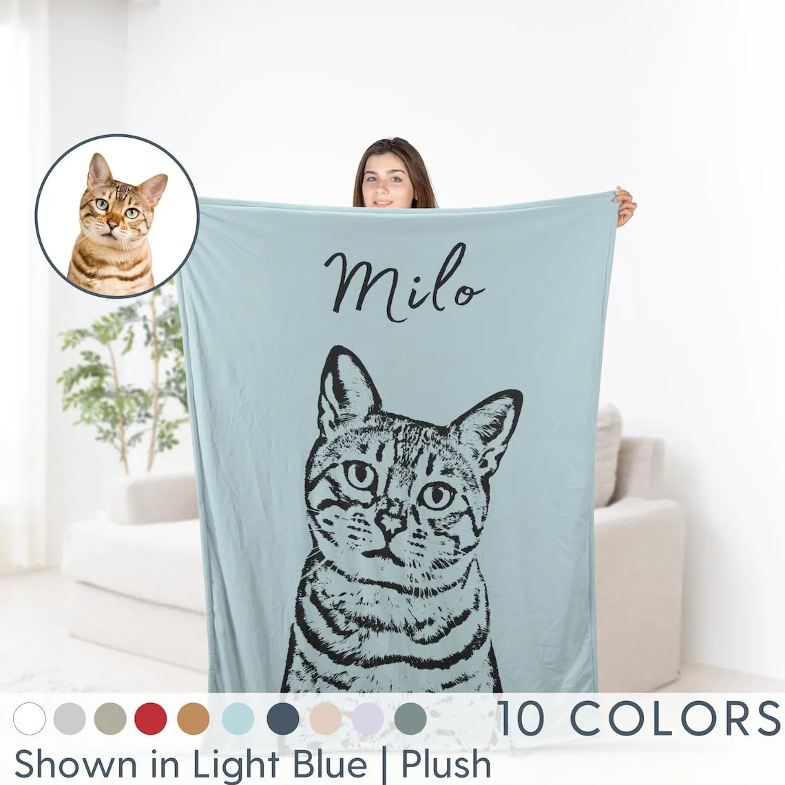 Custom Pet Blanket Using Pet Photo And Name Custom Cat