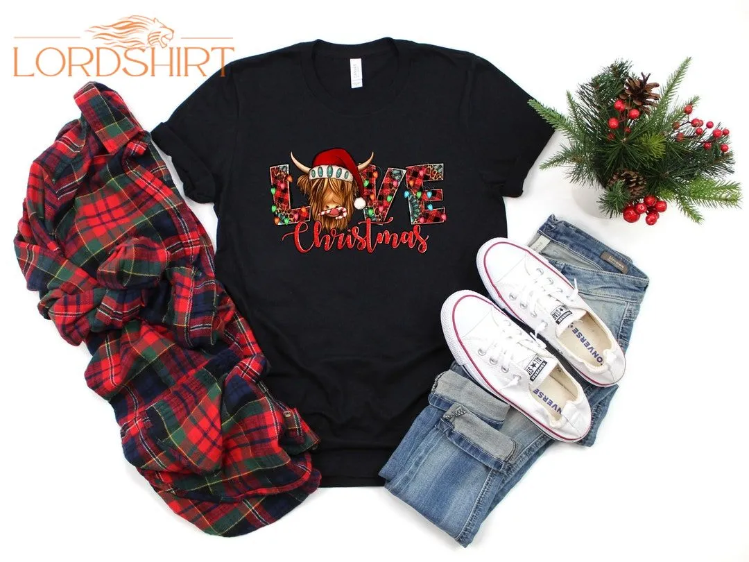 Cute Love Christmas Shirt Merry Country Christmas Bullhorn