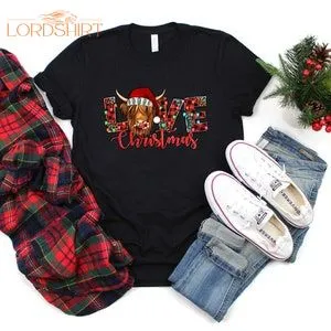 Cute Love Christmas Shirt Merry Country Christmas Bullhorn