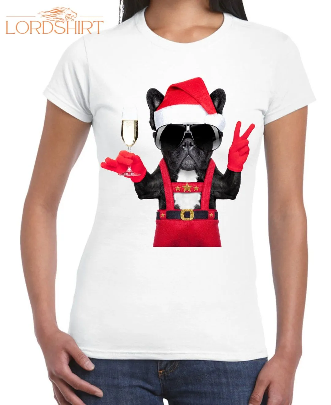 French Bulldog Santa Style Women's Christmas T-shirt