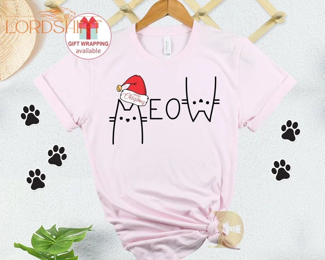 Funny Christmas Cat Shirt Cat Lover Tshirt For Women Cat