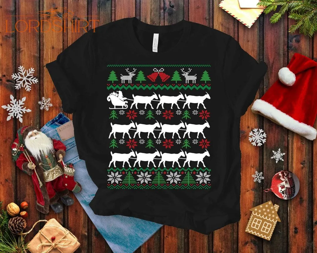 Goats Pulling Santa Ugly Christmas T-shirt For Men And Women