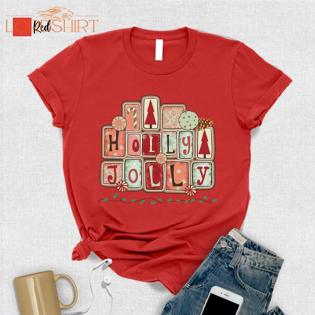 Holly Jolly Shirtcute Christmas Tshirtxmas Giftwomen