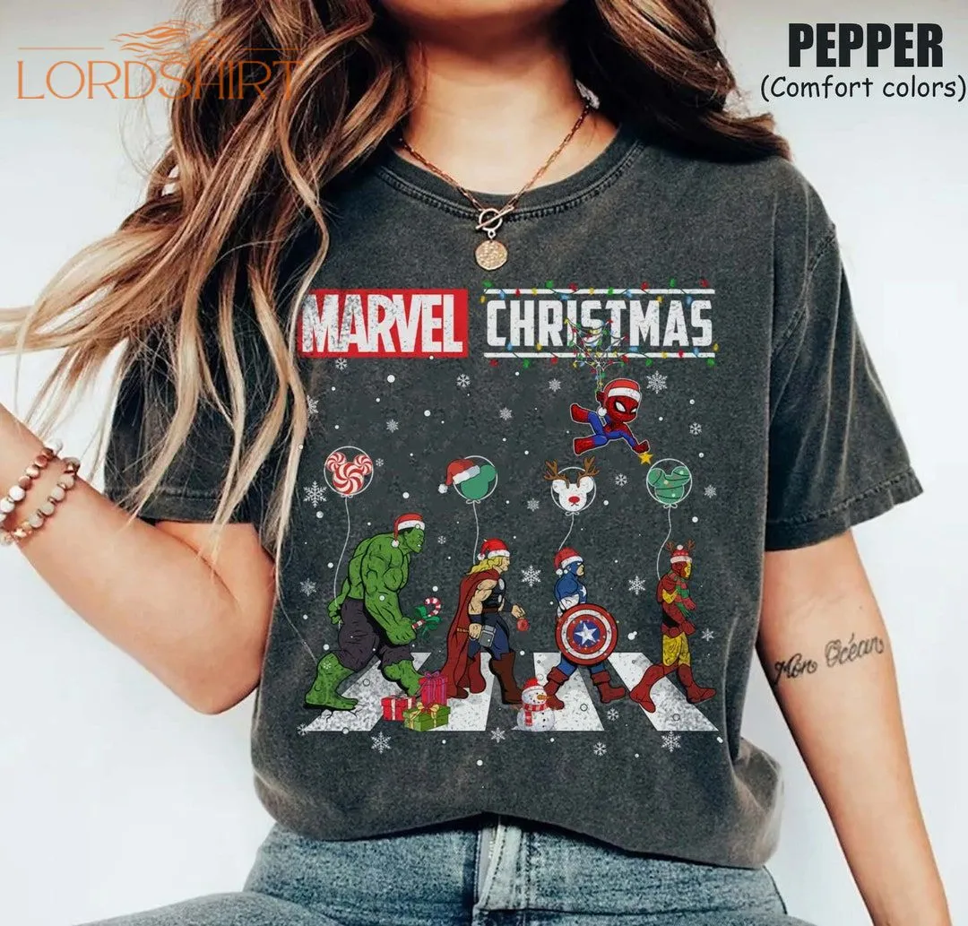 Marvel Characters Christmas Comfort Colors Shirt Mickey