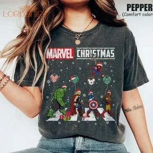 Marvel Characters Christmas Comfort Colors Shirt Mickey